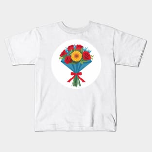 Lovely Bouquet of red, blue, and yellow flowers. Kids T-Shirt